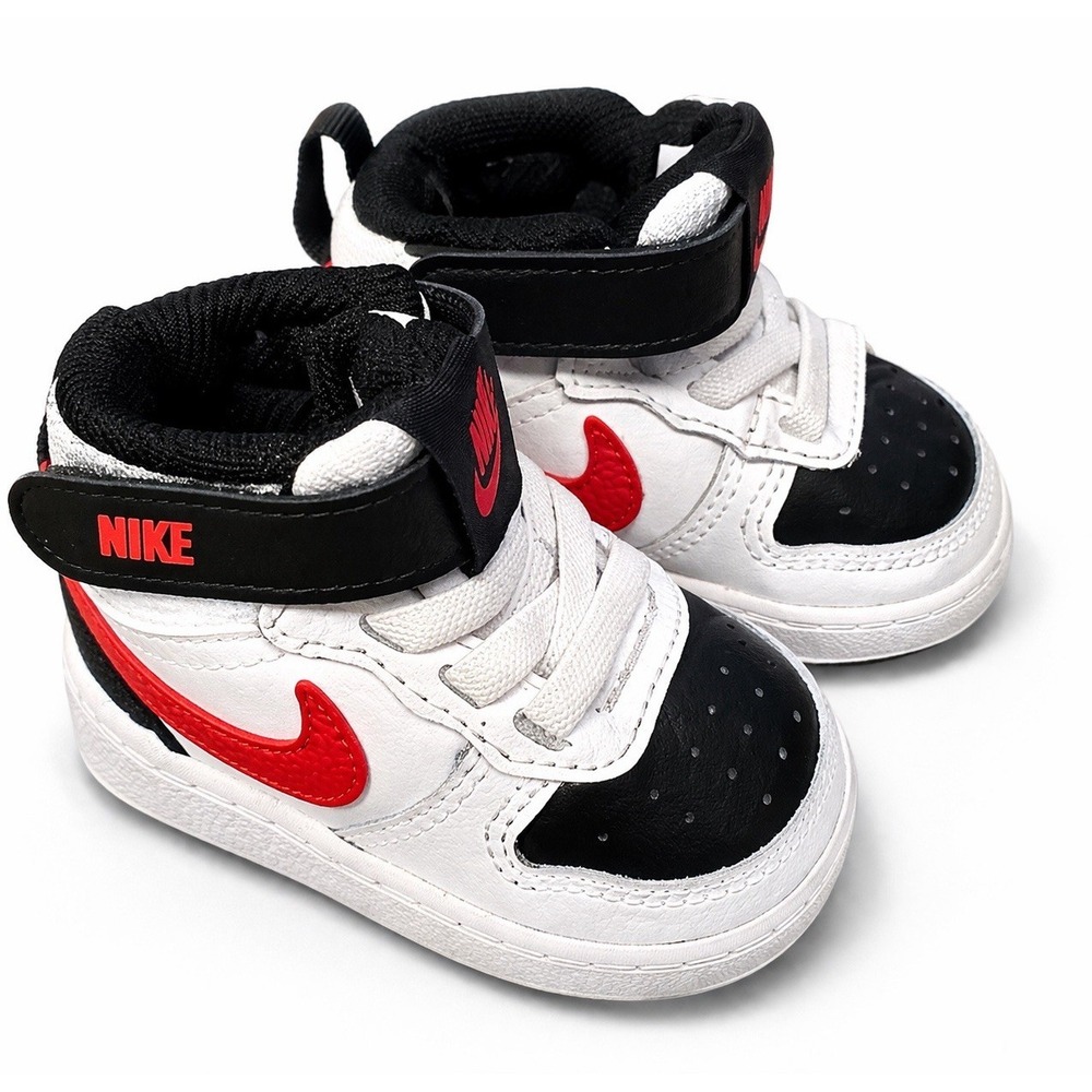 Nike High Top Toddler Sneakers Size 2C White Black Red Shoes